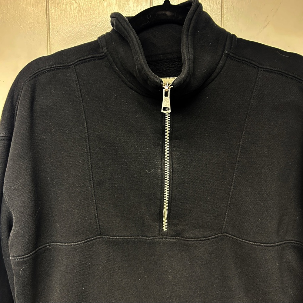 Abercrombie & Fitch Soft AF Black 3/4 Zip Mock Next Sweatshirt Extra Small - Picture 3 of 4